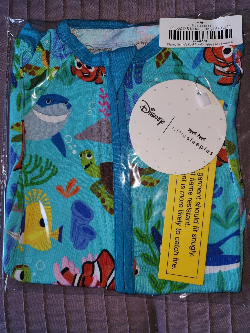 Little Sleepies Turquoise Nemo Reef Shorty Zippy
